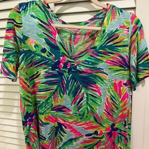Lilly Pulitzer Vibrant Tropical Print V-Neck Top
